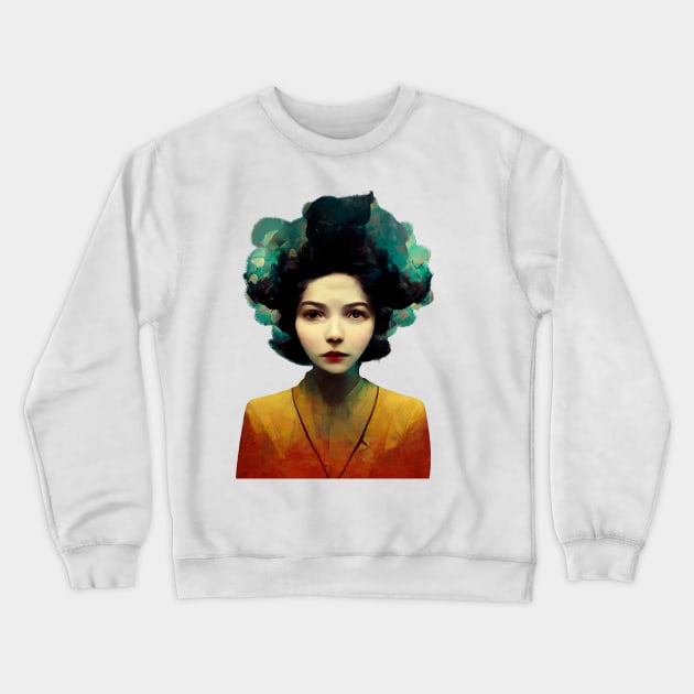 Woman with floral hair Crewneck Sweatshirt by extraordinar-ia